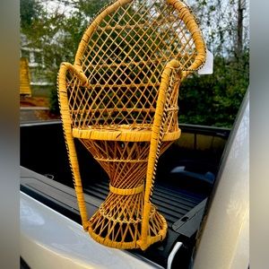 Mini Boho Chic Rattan Chair/ plant stand VINTAGE